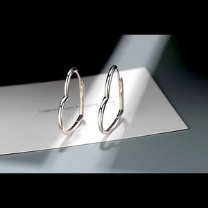Heart hoop earrings silver gift Valentine’s day wife silver plated